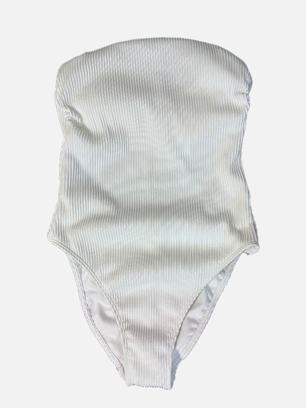 Hollister Ribbed Strapless White One-Piece Swimsuit with Cutout Size XS